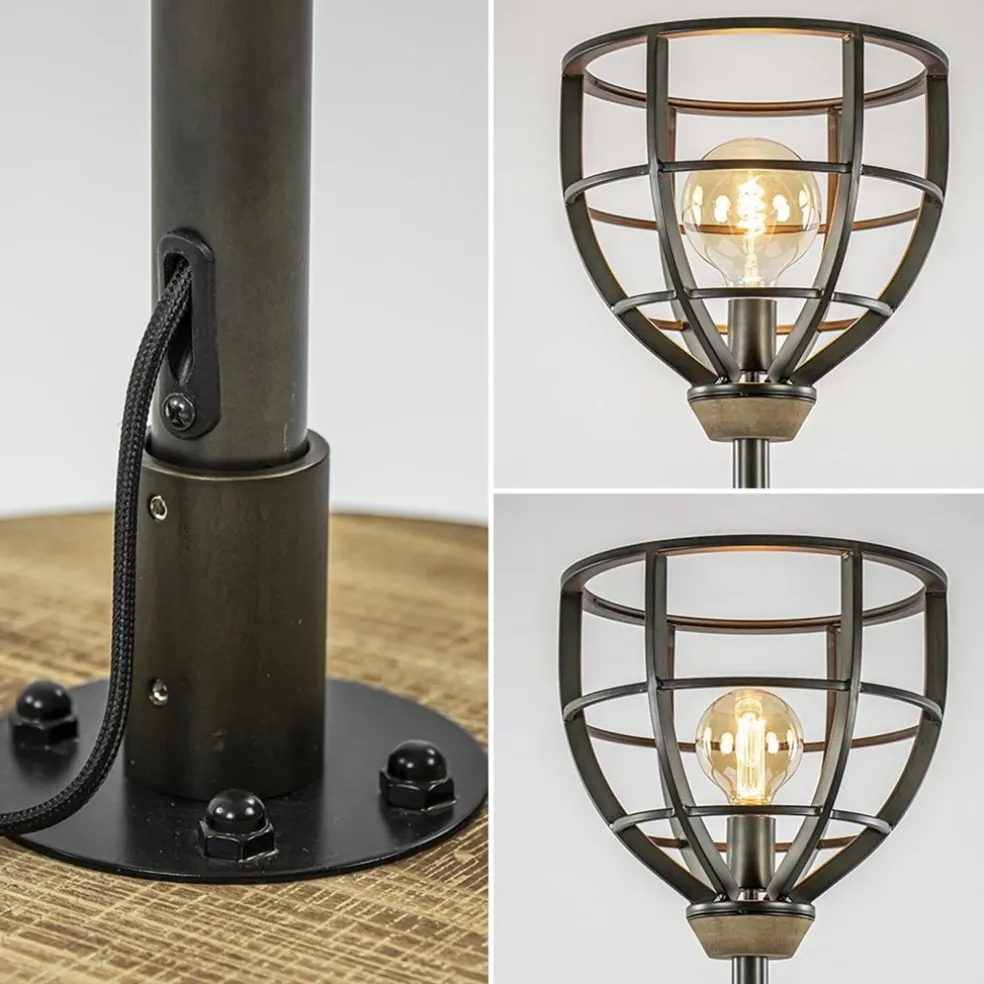 Sale Straluma Industriële vloerlamp zwart staal met houten details