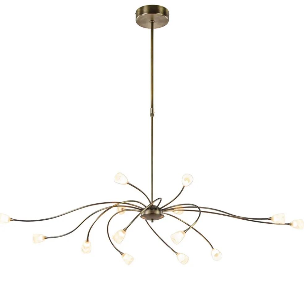 Cheap Straluma Klassieke eettafelhanglamp brons met wit glas dim to warm