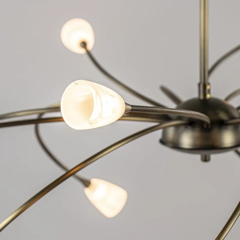 Cheap Straluma Klassieke eettafelhanglamp brons met wit glas dim to warm