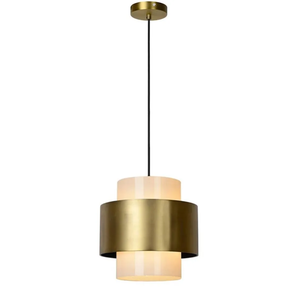 Online Straluma Klassieke hanglamp opaal glas met mat goud