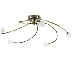 Best Sale Straluma Klassieke plafondlamp brons met wit gevlamd glas