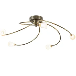 Best Sale Straluma Klassieke plafondlamp brons met wit gevlamd glas