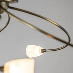Best Sale Straluma Klassieke plafondlamp brons met wit gevlamd glas