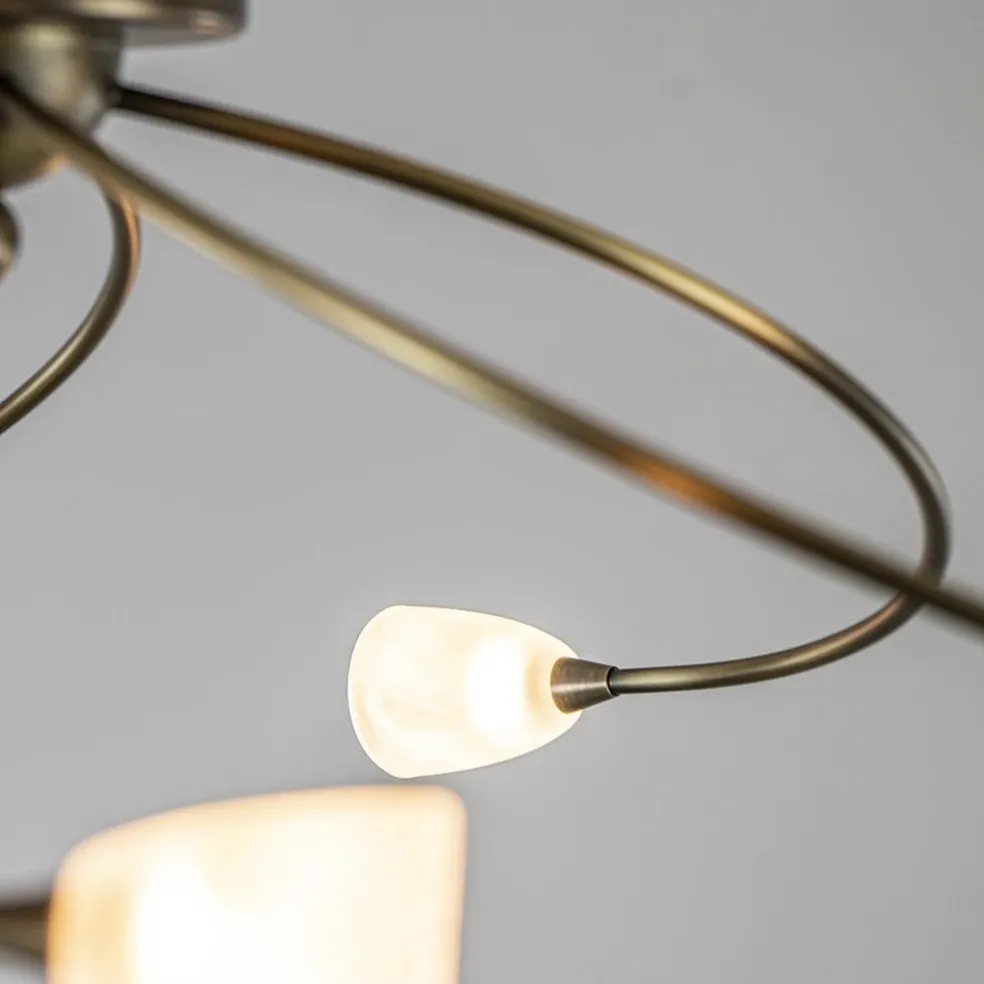 Best Sale Straluma Klassieke plafondlamp brons met wit gevlamd glas