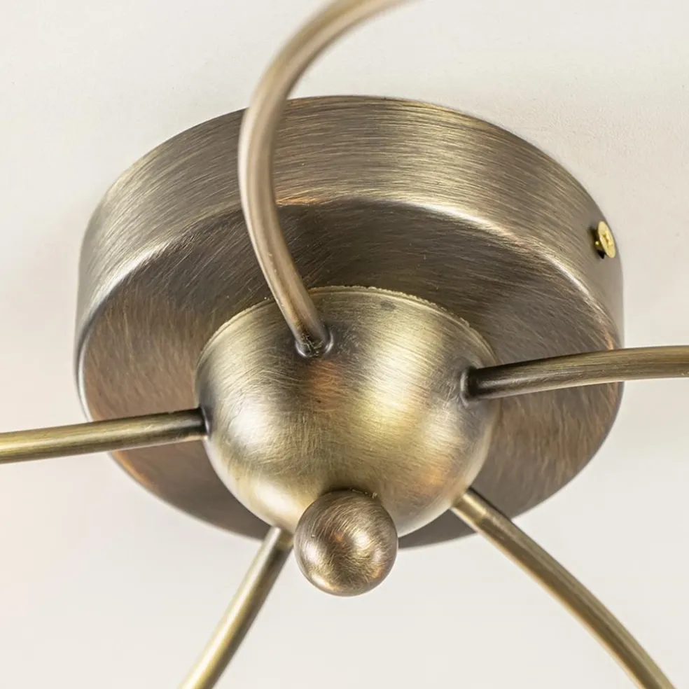 Best Sale Straluma Klassieke plafondlamp brons met wit gevlamd glas