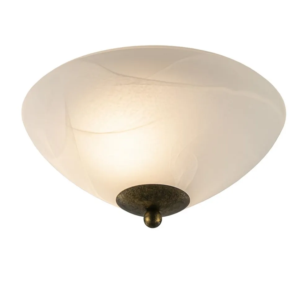 Clearance Straluma Klassieke plafondlamp gevlamd glas met brons 30 cm