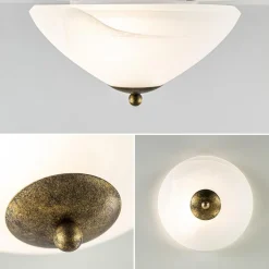 Clearance Straluma Klassieke plafondlamp gevlamd glas met brons 30 cm
