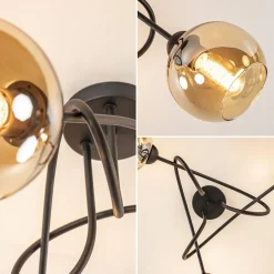 Discount Straluma Klassieke plafondlamp 3-lichts met amber glas