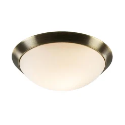 Clearance Straluma Klassieke plafonnière brons met wit glas 30 cm