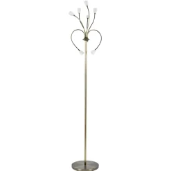 Hot Straluma Klassieke vloerlamp brons met wit gevlamd glas en dimbaar LED