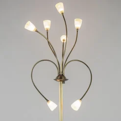 Hot Straluma Klassieke vloerlamp brons met wit gevlamd glas en dimbaar LED