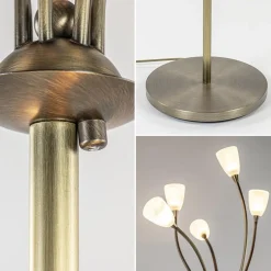Hot Straluma Klassieke vloerlamp brons met wit gevlamd glas en dimbaar LED