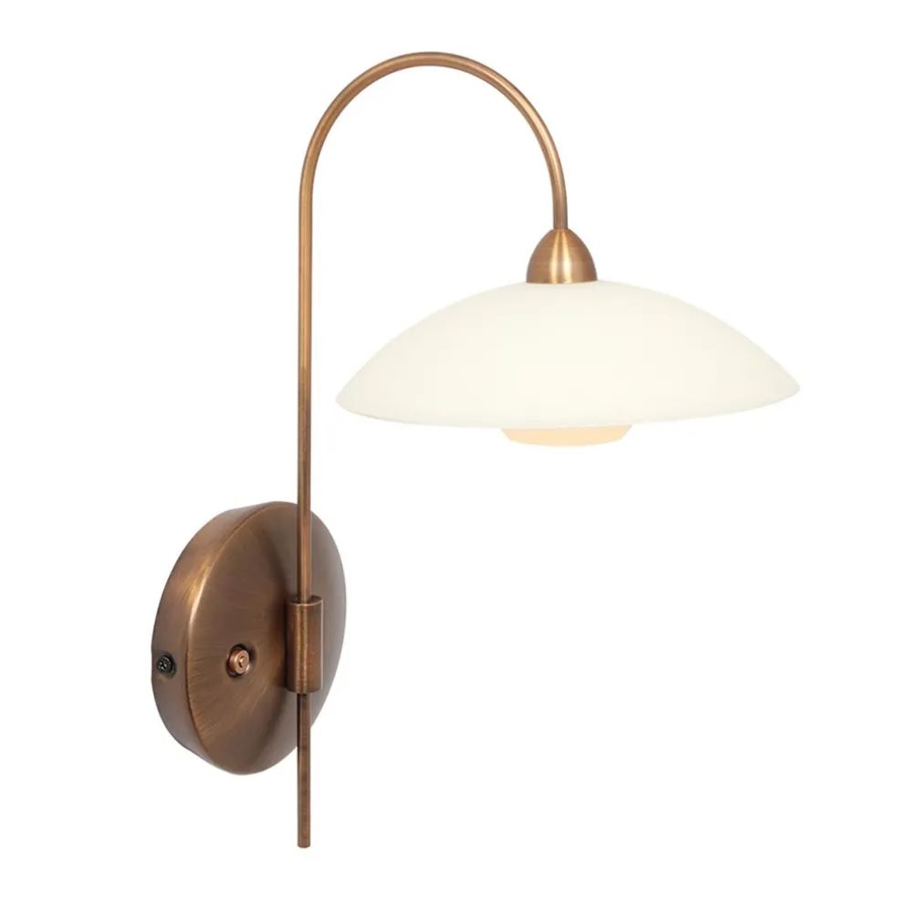Outlet Straluma Klassieke wandlamp brons met creme glas incl LED
