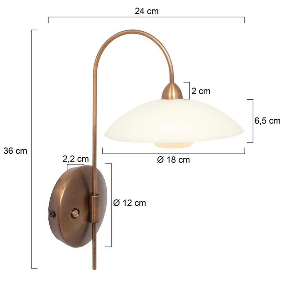 Outlet Straluma Klassieke wandlamp brons met creme glas incl LED
