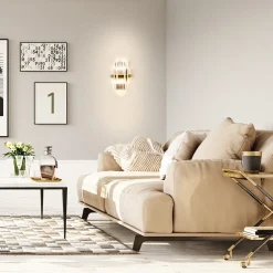 Hot Straluma Klassieke wandlamp brushed brass met helder kristal