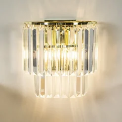 Store Straluma Klassieke wandlamp goud met helder glazen pegels