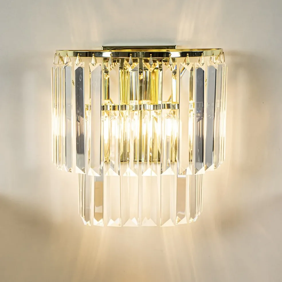 Store Straluma Klassieke wandlamp goud met helder glazen pegels