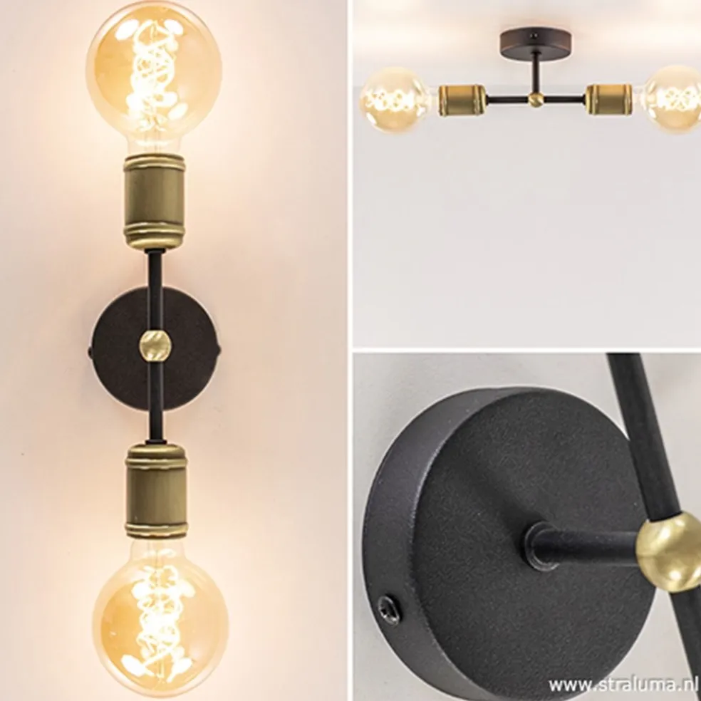 Store Straluma Klassieke wandlamp zwart-antiek brons