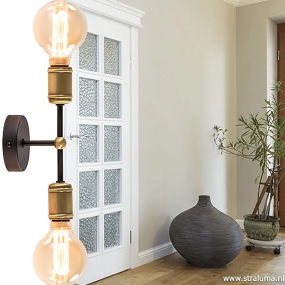 Store Straluma Klassieke wandlamp zwart-antiek brons