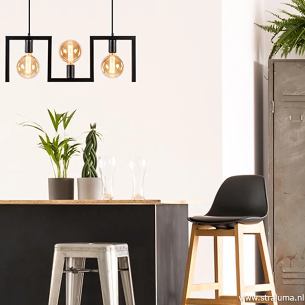Shop Straluma Kleine eettafel hanglamp zwart frame