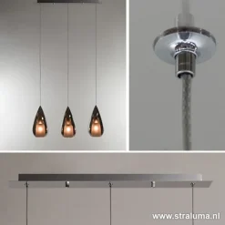 Online Straluma Kleine eettafel hanglamp glas 'Smoke'