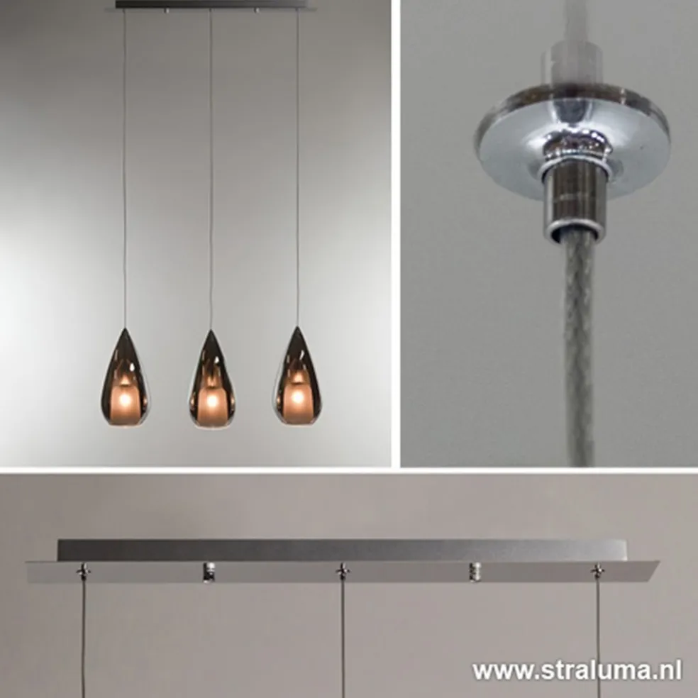Online Straluma Kleine eettafel hanglamp glas 'Smoke'