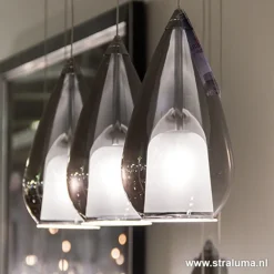 Online Straluma Kleine eettafel hanglamp glas 'Smoke'