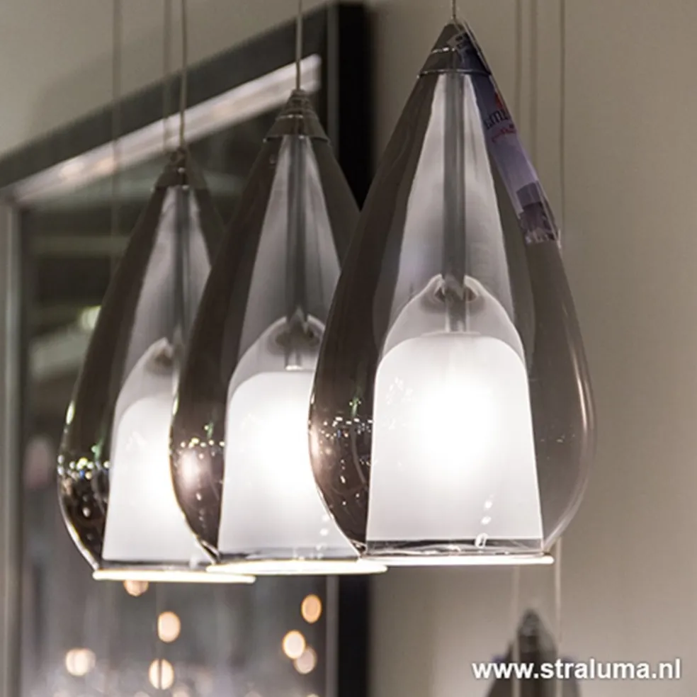 Online Straluma Kleine eettafel hanglamp glas 'Smoke'