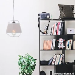 Online Straluma Kleine grijze hanglamp draad met stof