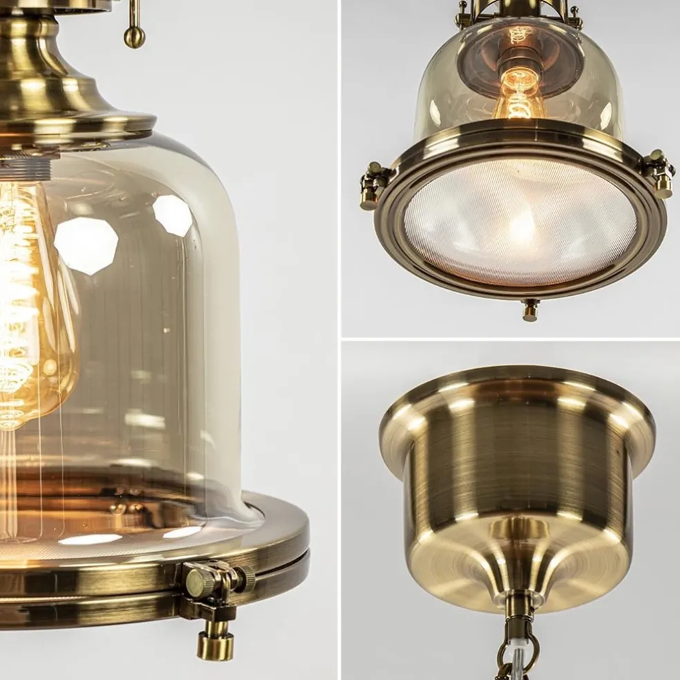 Discount Straluma Kleine hanglamp brons met amber glas