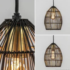 Sale Straluma Kleine hanglamp Meya zwart met goud draad