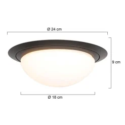 Best Sale Straluma Kleine LED plafondlamp zwart met wit glas IP44