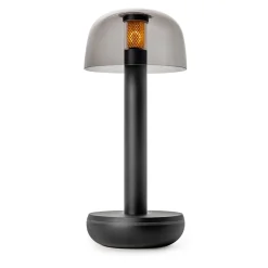 Store Straluma Kleine LED tafellamp oplaadbaar mat zwart met smoke glas