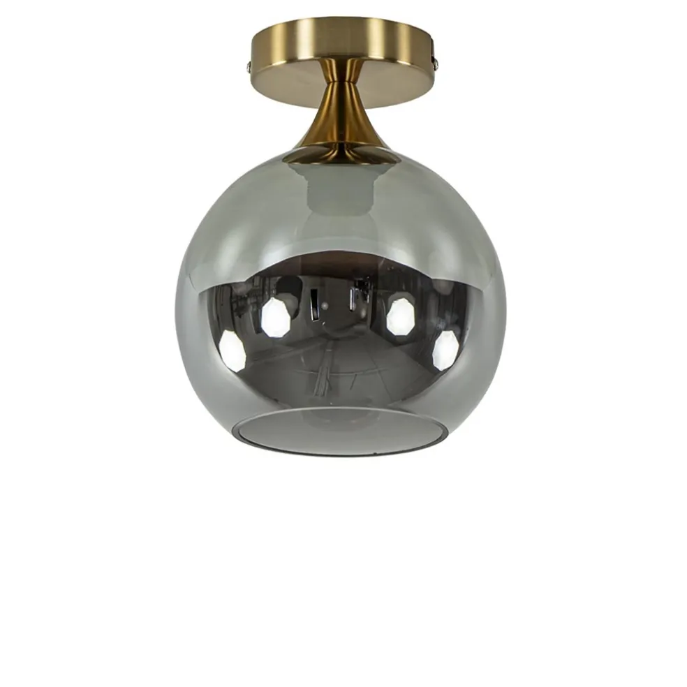 Fashion Straluma Kleine plafondlamp goud met smoke glas