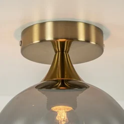 Fashion Straluma Kleine plafondlamp goud met smoke glas
