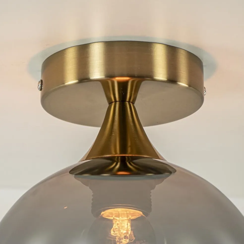 Fashion Straluma Kleine plafondlamp goud met smoke glas