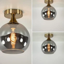 Fashion Straluma Kleine plafondlamp goud met smoke glas