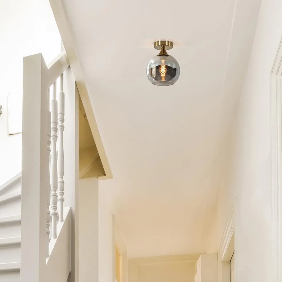 Fashion Straluma Kleine plafondlamp goud met smoke glas