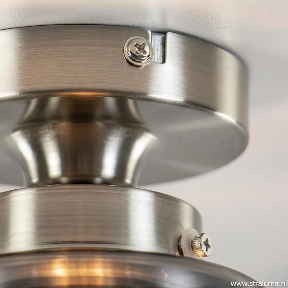 Outlet Straluma Kleine plafondlamp hal/toilet met smokey glazen kap