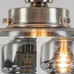 Outlet Straluma Kleine plafondlamp hal/toilet met smokey glazen kap