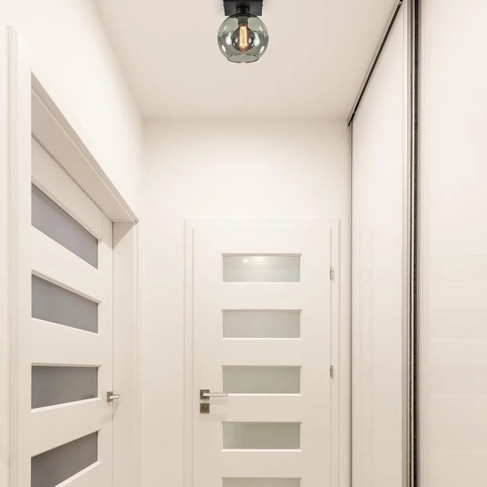 Clearance Straluma Kleine plafondlamp zwart met smoke glas 20 cm