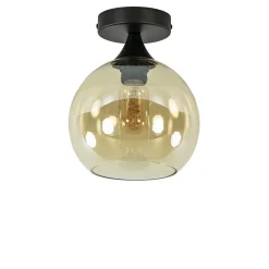Flash Sale Straluma Kleine plafondlamp zwart met amber glazen bol