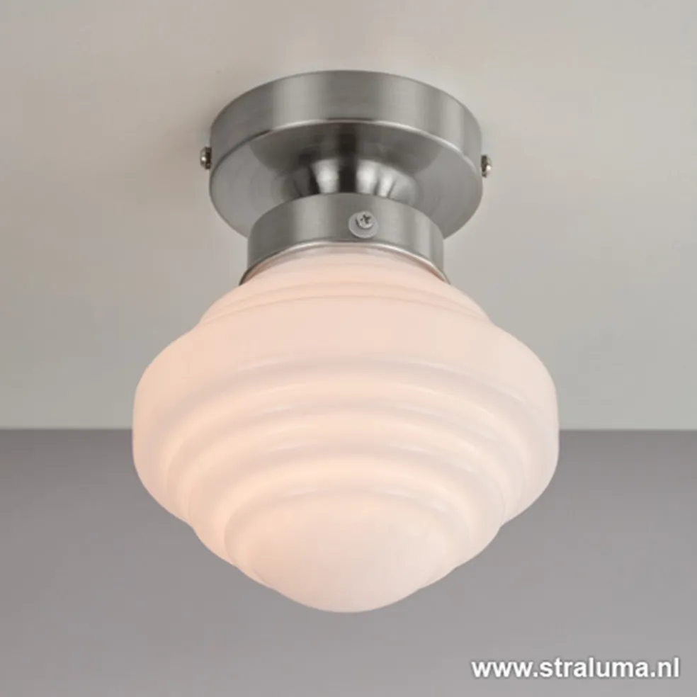 Cheap Straluma Kleine plafonnière staal met wit glas