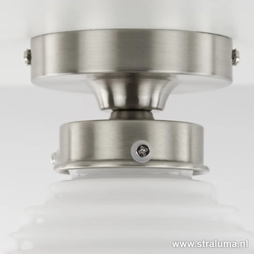Cheap Straluma Kleine plafonnière staal met wit glas