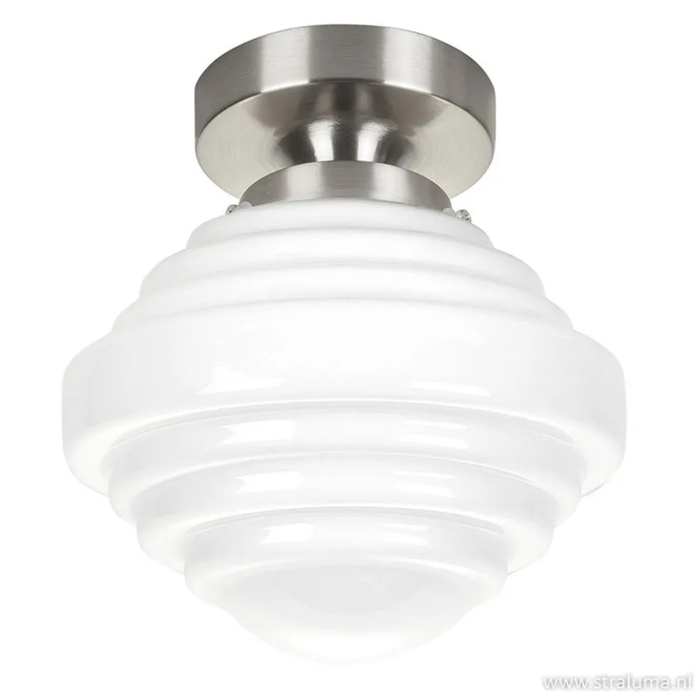 Cheap Straluma Kleine plafonnière staal met wit glas