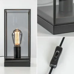 Online Straluma Kleine tafellamp Askjer zwart met smoke glas