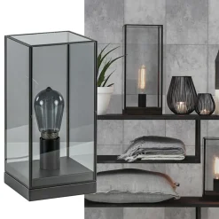 Online Straluma Kleine tafellamp Askjer zwart met smoke glas
