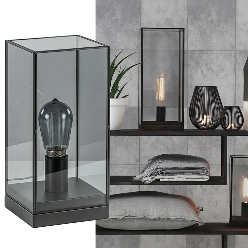 Online Straluma Kleine tafellamp Askjer zwart met smoke glas