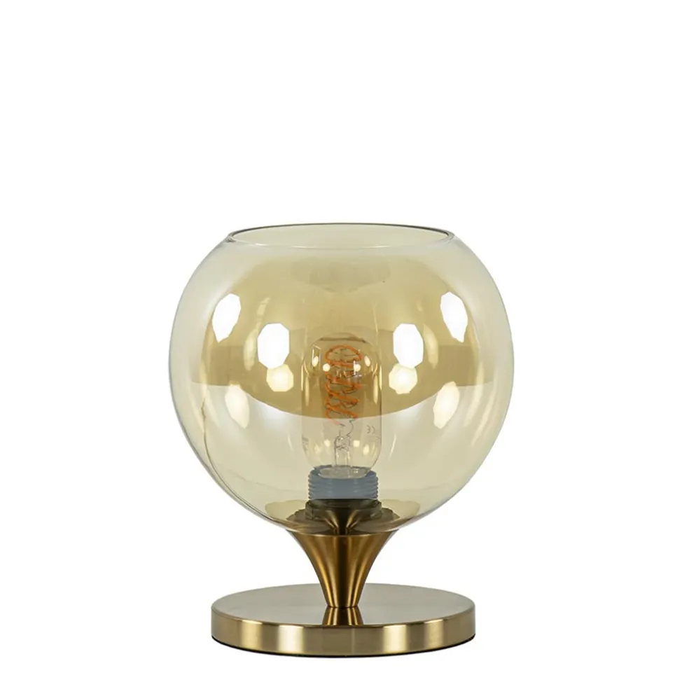 Online Straluma Kleine tafellamp goud met amber kleurig glas