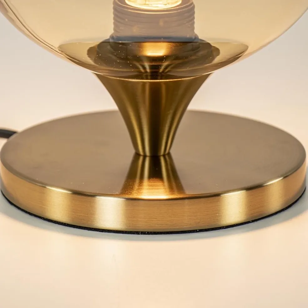 Online Straluma Kleine tafellamp goud met amber kleurig glas